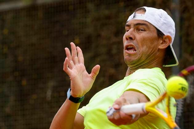 May 7, 2024, Rome, ITALY: Rafael Nadal of Spain in action during a training session at the Italian Open tennis tournament in Rome, Italy, 07 May 2024. ANSA FABIO FRUSTACI Italian Open tennis tournament  - ZUMAa110 20240507_zaf_a110_003 Copyright: xFabioxFrustacix