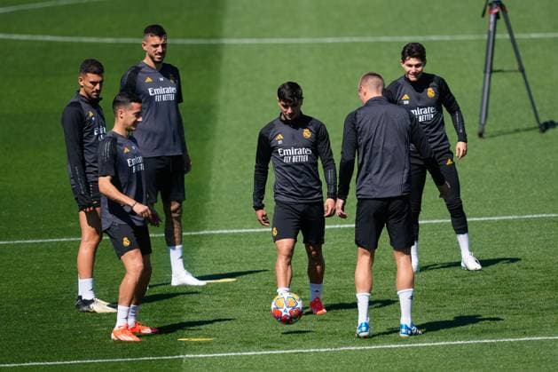 May 7, 2024, Valdebebas, Madrid, SPAIN: Brahim Diaz during the training day of Real Madrid prior the UEFA Champions League, Semi Final round 2, football match to play against FC Bayern Munich at Ciudad Deportiva Real Madrid on May 07, 2024 in Valdebebas, Madrid, Spain. Valdebebas SPAIN - ZUMAa181 20240507_zaa_a181_011 Copyright: xOscarxJ.xBarrosox