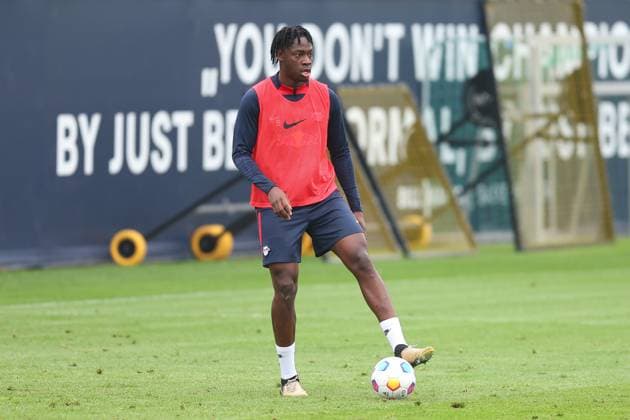RB Leipzig Training 1. Bundesliga Leipzig, 07.05.2024, Trainingszentrum am Cottaweg, Saison 2023 2024, Fußball, Männer, 1. Bundesliga , RB Leipzig Training , Im Bild: El Chadaille Bitshiabu ,