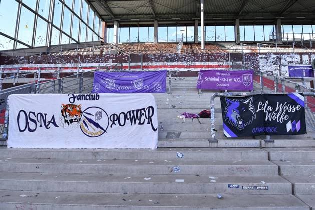 Sport Bilder des Tages Fußball 2. Bundesliga 32. Spieltag VfL Osnabrück - FC Schalke 04 am 07.05.2024 im Millerntor-Stadion in Hamburg Leerer Fanblock VfL Osnabrück