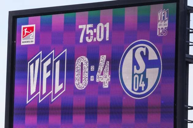 07.05.2024, Fussball, Saison 2023 2024, 2. Bundesliga, 32. Spieltag, VfL Osnabrück - FC Schalke 04, Zwischenstand auf der Anzeigetafel. Hamburg Stadion am Millerntor Hamburg Deutschland xRHR-FOTO TRx