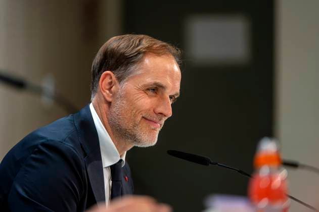 07.05.2024, Fussball UEFA Championsleague 2023 2024: 1 Tag vor dem Halbfinale, Real Madrid - FC Bayern München, Pressekonferenz des FC Bayern im Stadion Santiago Bernabeu Madrid. Trainer Thomas Tuchel (FC Bayern München)