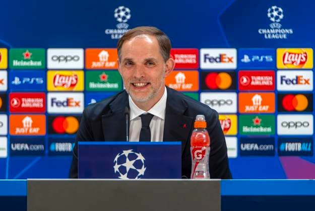 07.05.2024, Fussball UEFA Championsleague 2023 2024: 1 Tag vor dem Halbfinale, Real Madrid - FC Bayern München, Pressekonferenz des FC Bayern im Stadion Santiago Bernabeu Madrid. Trainer Thomas Tuchel (FC Bayern München)