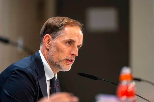 07.05.2024, Fussball UEFA Championsleague 2023 2024: 1 Tag vor dem Halbfinale, Real Madrid - FC Bayern München, Pressekonferenz des FC Bayern im Stadion Santiago Bernabeu Madrid. Trainer Thomas Tuchel (FC Bayern München)