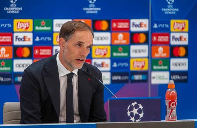 07.05.2024, Fussball UEFA Championsleague 2023 2024: 1 Tag vor dem Halbfinale, Real Madrid - FC Bayern München, Pressekonferenz des FC Bayern im Stadion Santiago Bernabeu Madrid. Trainer Thomas Tuchel (FC Bayern München)