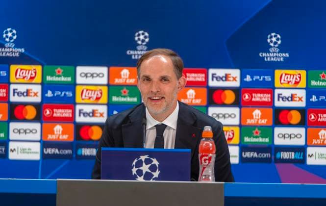 07.05.2024, Fussball UEFA Championsleague 2023 2024: 1 Tag vor dem Halbfinale, Real Madrid - FC Bayern München, Pressekonferenz des FC Bayern im Stadion Santiago Bernabeu Madrid. Trainer Thomas Tuchel (FC Bayern München)