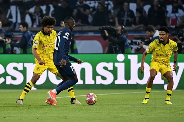 07.05.2024, xjrdrx, Fussball UEFA Champions League, Paris St.Germain - Borussia Dortmund emspor, v.l. Karim Adeyemi (Borussia Dortmund) Ousame Dembele (PSG Paris St.Germain) Zweikampf, Aktion, action, battle for the ball (DFL DFB REGULATIONS PROHIBIT ANY USE OF PHOTOGRAPHS as IMAGE SEQUENCES and or QUASI-VIDEO) Paris