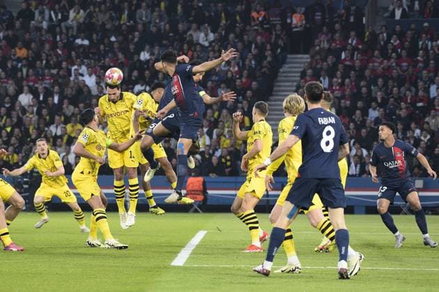 Goncalo Ramos (PSG) - Marquinhos (PSG) FOOTBALL : Paris Saint Germain Vs Borussia Dortmund - Ligue des Champions - 07 05 2024 MichaelBaucher Panoramic 