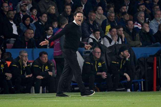 07.05.2024, xjrdrx, Fussball UEFA Champions League, Paris St.Germain - Borussia Dortmund emspor, v.l. Trainer Edin Terzic (Borussia Dortmund) gestikuliert gibt Anweisungen mit den Armen gestikulieren gives instructions, gesticulate. (DFL DFB REGULATIONS PROHIBIT ANY USE OF PHOTOGRAPHS as IMAGE SEQUENCES and or QUASI-VIDEO) Paris