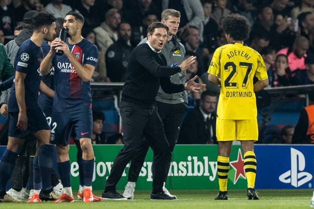 UEFA Champions League: FC Paris Saint-Germain - Borussia Dortmund; 07.05.2024 Edin Terzic (Borussia Dortmund, Chef-Trainer) coacht Karim Adeyemi (Borussia Dortmund, 27) UEFA Champions League: FC Paris Saint-Germain - Borussia Dortmund , Paris, Parc des Princes Copyright: xBEAUTIFULxSPORTS Wunderlx
