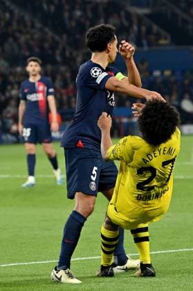 07.05.2024, xjrdrx, Fussball UEFA Champions League, Paris St.Germain - Borussia Dortmund emspor, v.l. Marquinhos (PSG Paris St.Germain) Karim Adeyemi (Borussia Dortmund) Zweikampf, Aktion, action, battle for the ball (DFL DFB REGULATIONS PROHIBIT ANY USE OF PHOTOGRAPHS as IMAGE SEQUENCES and or QUASI-VIDEO) Paris