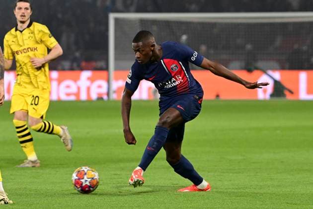 Nuno Mendes 25 (Paris Saint-Germain), Paris Saint-Germain vs. Borussia Dortmund, Fussball, Champions League, Halbfinale, 07.05.2024 Paris Nordrhein-Westfalen Frankreich