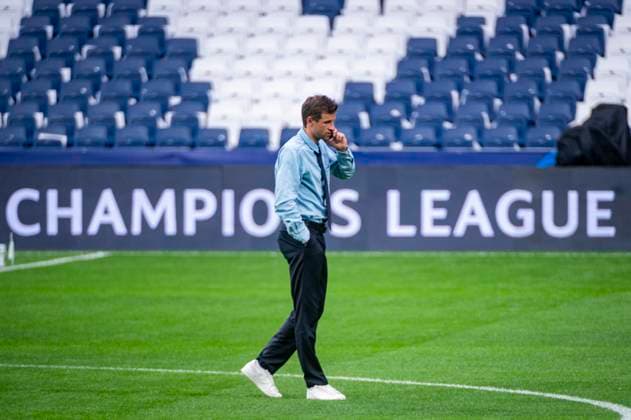 Uefa Champions League 2024: Bayern Munchen Pitch Walk and press conference, PK, Pressekonferenz MADRID, SPAIN - MAY 7: Thomas Muller of FC Bayern Munchen seen during the Bayern Munchen Pitch Walk and Press Conference ahead of their UEFA Champions League semi-final second leg match against Real Madrid at Estadio Santiago Bernabeu on May 7, 2024 in Madrid, Spain. Madrid Estadio Santiago Bernabeu Madrid Spain Copyright: xAlbertoxGardinx AGardin_20240507_football_Champions_League_Bayern_Press_Conference_406