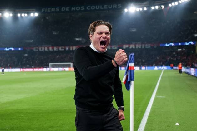 07.05.2024, Fussball, Saison 2023 2024, UEFA Champions League, Halbfinale, Paris Saint-Germain - Borussia Dortmund, Trainer Edin Terzic (Borussia Dortmund) schreit und feiert den Finaleinzug, Paris Parc de Princes Paris Frankreich xRHR-FOTO DEx Copyright: DennisxEwert RHR-FOTOx RHR-FOTO DE