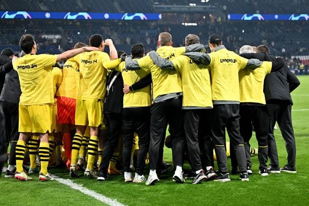 07.05.2024, xjrdrx, Fussball UEFA Champions League, Paris St.Germain - Borussia Dortmund emspor, v.l. Jubel Freude über ueber den Sieg und den Einzug in das Finale der Champions League bei Borussia Dortmund (DFL DFB REGULATIONS PROHIBIT ANY USE OF PHOTOGRAPHS as IMAGE SEQUENCES and or QUASI-VIDEO) Paris