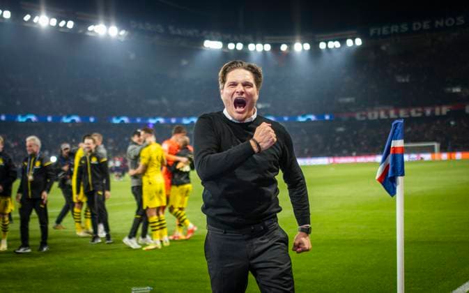 Paris, France. 7th Mai 2024. Final jubilation: Trainer Edin Terzic (BVB) Paris Saint-Germain - Borussia Dortmund 07.05.2024 *** Paris, France 7th May 2024 Final jubilation Coach Edin Terzic BVB Paris Saint Germain Borussia Dortmund 07 05 2024