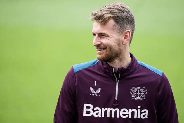 UEFA Europa League: Abschlusstraining Bayer 04 Leverkusen Lukas Hradecky (Bayer 04 Leverkusen, 1) lachend UEFA Europa League: Abschlusstraining Bayer 04 Leverkusen; Leverkusen, Ulrich-Haberland-Stadion am 08.052024 Copyright: xBEAUTIFULxSPORTS Wunderlx