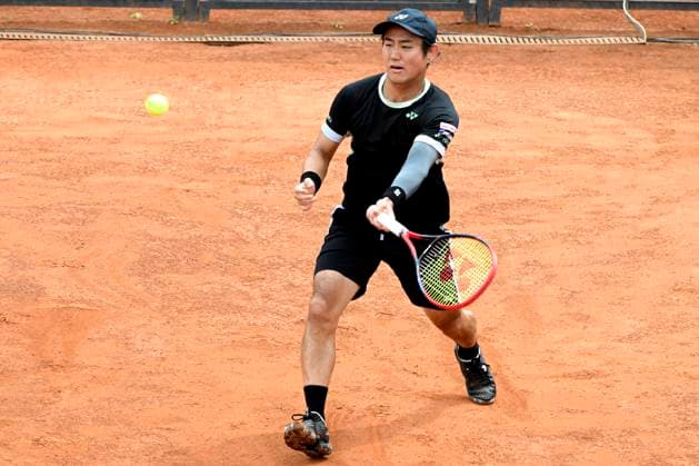 Yoshihito Nishioka of Japan during the match against Sebastian Ofner of Austria at the Internazionali BNL d Italia 2024 tennis tournament at Foro Italico in Rome, Italy on May 8, 2024. antoniettaxbaldassarre