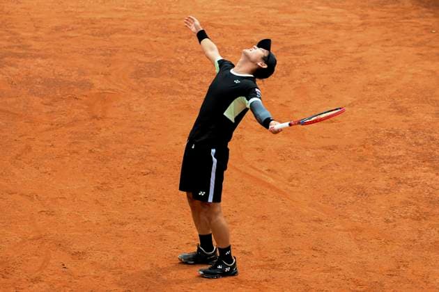 Yoshihito Nishioka of Japan reacts during the match against Sebastian Ofner of Austria at the Internazionali BNL d Italia 2024 tennis tournament at Foro Italico in Rome, Italy on May 8, 2024. antoniettaxbaldassarre