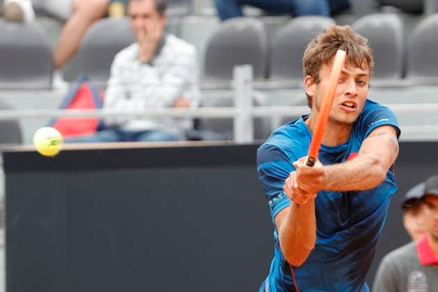 May 8, 2024, Rome, Lazio, Italy: Flavio Cobolli (ITA) is playing during the first round match ) against Maximilian Marterer (GER) on day three of the Internazionali BNL D Italia 2024 at Foro Italico on May 08, 2024 in Rome, Italy. Rome Italy - ZUMAl131 20240508_zsp_l131_072 Copyright: xCiroxDexLucax