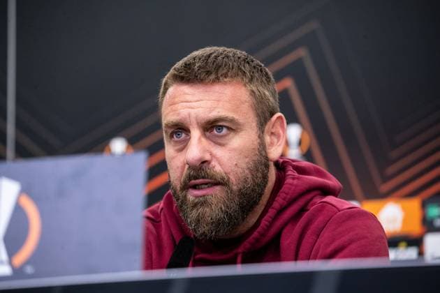AS Roma, Pressekonferenz; 08.05.2024 Daniele De Rossi (AS Roma, Cheftrainer) Bayer 04 Leverkusen, Pressekonferenz zum Spiel der UEFA Europa League: Bayer 04 Leverkusen - AS Roma; BayArena, Leverkusen; 08.05.2024 Copyright: xBEAUTIFULxSPORTS Buriakovx