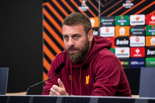AS Roma, Pressekonferenz; 08.05.2024 Daniele De Rossi (AS Roma, Cheftrainer) Bayer 04 Leverkusen, Pressekonferenz zum Spiel der UEFA Europa League: Bayer 04 Leverkusen - AS Roma; BayArena, Leverkusen; 08.05.2024 Copyright: xBEAUTIFULxSPORTS Buriakovx