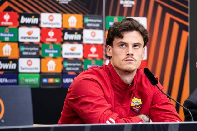 AS Roma, Pressekonferenz; 08.05.2024 Mile Svilar (AS Roma, 99) Bayer 04 Leverkusen, Pressekonferenz zum Spiel der UEFA Europa League: Bayer 04 Leverkusen - AS Roma; BayArena, Leverkusen; 08.05.2024 Copyright: xBEAUTIFULxSPORTS Buriakovx
