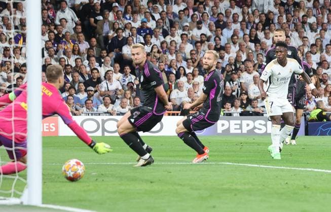 Vinicius Junior (Real Madrid 7), Matthijs de Ligt (Bayern Muenchen 4), Real Madrid vs. FC Bayern Muenchen, Championsleague, Halbfinale, Rueckspiel, Saison 2023 24, 8.5.2024, Real Madrid vs. FC Bayern Muenchen, Championsleague-Halbfinale, Rueckspiel, Saison 2023 24, 8.5.2024, Madrid Copyright: xEibner-Pressefoto joergxNiebergax EP_JNL