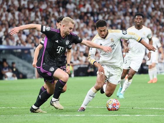 Jude Bellingham (Real Madrid 5), Matthijs de Ligt (Bayern Muenchen 4), Real Madrid vs. FC Bayern Muenchen, Championsleague, Halbfinale, Rueckspiel, Saison 2023 24, 8.5.2024, Real Madrid vs. FC Bayern Muenchen, Championsleague-Halbfinale, Rückspiel, Saison 2023-24, 8.5.2024, Madrid Copyright: xEibner-Pressefoto joergxNiebergax EP_JNL