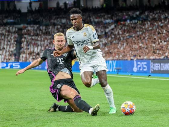 Vinicius Junior (Real Madrid 7), Matthijs de Ligt (Bayern Muenchen 4), Real Madrid vs. FC Bayern Muenchen, Championsleague, Halbfinale, Rueckspiel, Saison 2023 24, 8.5.2024, Real Madrid vs. FC Bayern Muenchen, Championsleague-Halbfinale, Rueckspiel, Saison 2023 24, 8.5.2024, Copyright: xEibner-Pressefoto joergxNiebergax EP_JNL