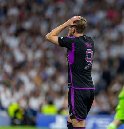 08.05.2024, Fussball UEFA Championsleague 2023 2024: Halbfinale, Real Madrid - FC Bayern München, im Estadio Santiago Bernabeu, Madrid, Harry Kane (FC Bayern München) nachdenklich