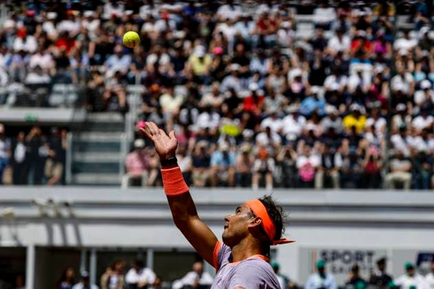 May 9, 2024, Rome, ITALY: Rafael Nadal of Spain in action during his men s singles 1st round match against Zizou Bergs of Belgium (not pictured) at the Italian Open tennis tournament in Rome, Italy, 09 May 2024 ANSA FABIO FRUSTACI Italian Open tennis tournament  - ZUMAa110 20240509_zaf_a110_022 Copyright: xFabioxFrustacix