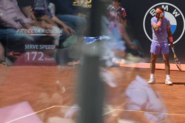 Spain Rafael Nadal during her match against Belgium Zizou Bergs at the Italian Open tennis tournament in Rome, Thursday, May 9, 2024.(Alfredo Falcone LaPresse)  Copyright: xAlfredoxFalcone LaPressex
