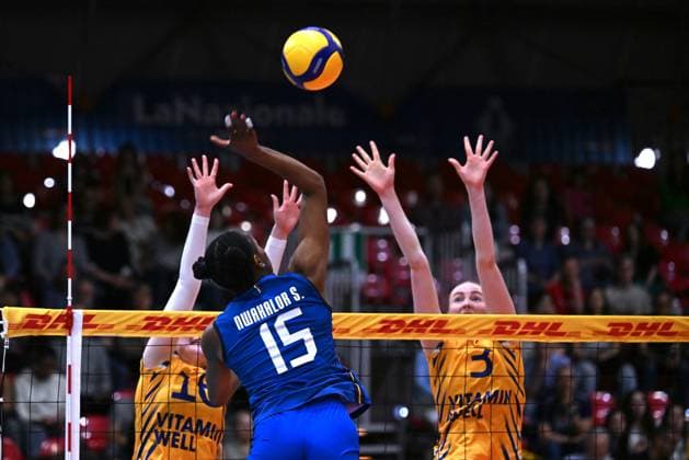 Actions game and players images between Italian Senior Women s national team, Nationalteam and Swedish Senior Women s National Team in the VOLLEYBALL - FRIENDLY MATCH - Test Match at PalaBancaSport di Piacenza - May 9, 2024 during Test Match - Italy Women vs Sweden, Volleyball Test Match in Piacenza, Italy, May 09 2024  Copyright: xDuilioxDellaxLibera IPAxSportx x xx IPA_45904822 IPA_Agency_IPA45904822