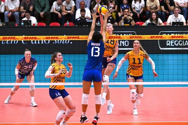 Actions game and players images between Italian Senior Women s national team, Nationalteam and Swedish Senior Women s National Team in the VOLLEYBALL - FRIENDLY MATCH - Test Match at PalaBancaSport di Piacenza - May 9, 2024 during Test Match - Italy Women vs Sweden, Volleyball Test Match in Piacenza, Italy, May 09 2024  Copyright: xDuilioxDellaxLibera IPAxSportx x xx IPA_45904803 IPA_Agency_IPA45904803
