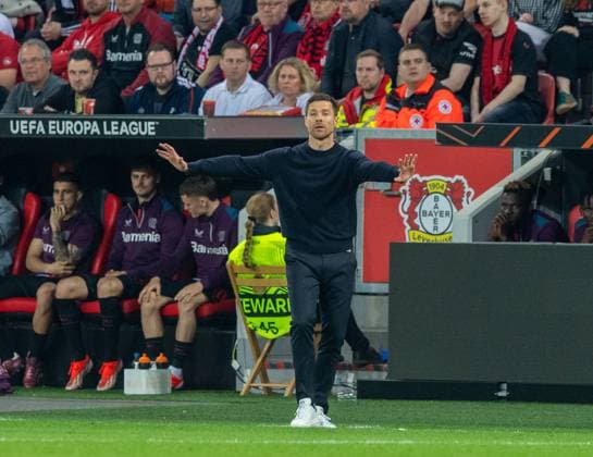 Fussball, Herren, Saison 2023 2024, Europa League (Halbfinale, Rückspiel), Bayer 04 Leverkusen - AS Rom, Trainer Xabi Alonso (Bayer 04 Leverkusen), 09.05.2024, Copyright: xSebastianxRäppold MatthiasxKochx