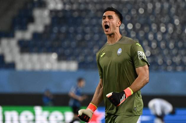 Juan Musso of Atalanta BC celebrating after a goal during the UEFA Europa League Semi finals second leg match between Atalanta BC and Olympique Marsiglia on May 9, 2024 at Gewiss stadium in Bergamo, Italy. Credit: Tiziano Ballabio  Copyright: xTizianoxBallabio IPAxSportx xipax xx IPA_45907052 IPA_Agency_IPA45907052