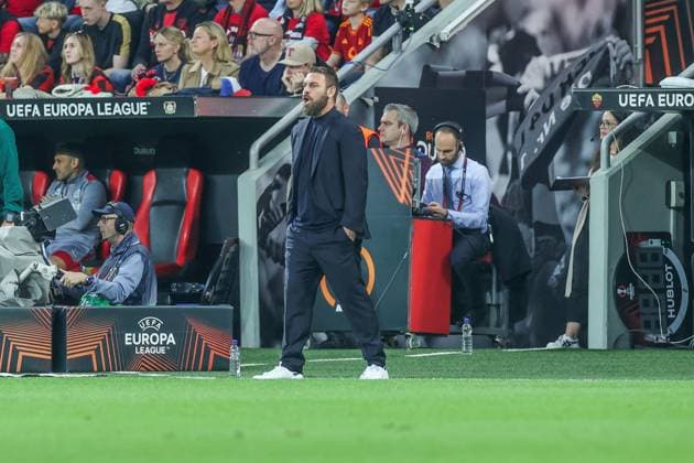 09.05.2024, Fussball, Saison 2023 2024, Europa League, Halbfinale, Bayer Leverkusen - AS Rom, Cheftrainer Daniele de Rossi (AS Roma) Leverkusen BayArena NRW Deutschland xRHR-FOTO TRx Copyright: TimxRehbein RHR-FOTOx RHR-FOTO TR