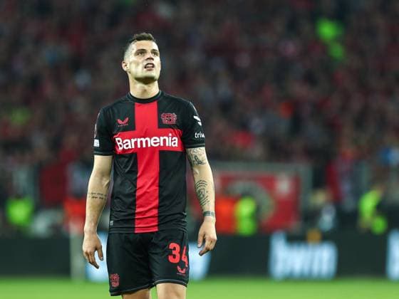 Granit Xhaka (Bayer 04 Leverkusen, 34) unzufrieden, enttäuscht enttaeuscht, GER, Bayer 04 Leverkusen vs. AS Rom, UEFA Europa League 2023 24, Halbfinal-Rückspiel, 09.05.2024, GER, Bayer 04 Leverkusen vs. AS Rom, UEFA Europa League 2023 24, Halbfinal-Rückspiel, 09.05.2024, Foto: Eibner-Pressefoto Gabriel Boia Leverkusen Copyright: xGabrielxBoiax EP_EER