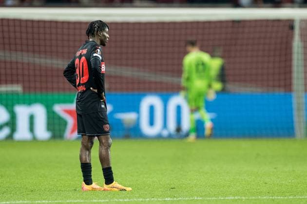 UEFA Europa League Halbfinale; Bayer 04 Leverkusen vs. AS Rom, 09.05.2024 Jeremie Frimpong (Bayer 04 Leverkusen, 30) frustriert UEFA Europa League: Bayer 04 Leverkusen - AS Roma, Leverkusen, BayArena am 09.05.2024 Copyright: xBEAUTIFULxSPORTS Wunderlx