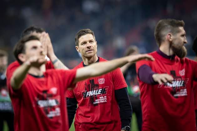 UEFA Europa League Halbfinale; Bayer 04 Leverkusen vs. AS Roma, 09.05.2024 Xabi Alonso (Cheftrainer Bayer 04 Leverkusen) nach dem Europa-League-Halbfinale zwischen Bayer 04 Leverkusen und AS Rom in der BayArena am 09.05.2024 in Leverkusen, Deutschland. DFL REGULATIONS PROHIBIT ANY USE OF PHOTOGRAPHS AS IMAGE SEQUENCES AND OR QUASI-VIDEO. Copyright: xBEAUTIFULxSPORTS AxelxKohringx