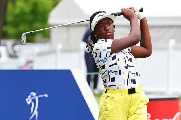 Sport Themen der Woche KW19 CLIFTON, NJ - MAY 09: Fifteen-year-old amateur golfer Ashley Shaw makes a practice swing as she makes makes her LPGA, Golf Damen Tour debut at the 10th Tee of the LPGA Cognizant Founders Cup on May 9, 2024 at Upper Montclair Country Club in Clifton, New Jersey. (Photo by Rich Graessle Icon Sportswire) GOLF: MAY 09 LPGA Cognizant Founders Cup EDITORIAL USE ONLY Icon2405094251