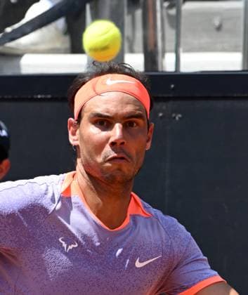 (240510) -- ROME, May 10, 2024 -- Rafael Nadal of Spain competes during the men s singles 1st round match against Zizou Bergs of Belgium at the Men s ATP, Tennis Herren Rome Open tennis tournament in Rome, Italy, May 9, 2024. (Photo by Xinhua) (SP)ITALY-ROME-TENNIS-ATP-ROME OPEN AlbertoxLingria 