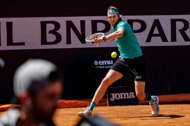 May 10, 2024, Rome, ITALY: Alexander Bublik of Kazakhstan in action during his men s singles 2nd round match against Jaume Munar of Spain (not pictured) at the Italian Open tennis tournament in Rome, Italy, 10 May 2024 ANSA FABIO FRUSTACI Italian Open tennis tournament  - ZUMAa110 20240510_zaf_a110_029 Copyright: xFabioxFrustacix