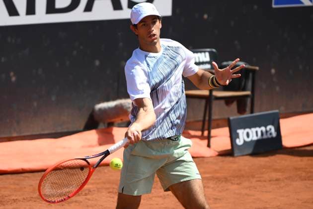 Nuno Borges of Portugal in action during the match against Alexander Bublik of Kazakhstan at the Internazionali BNL d Italia 2024 tennis tournament at Foro Italico in Rome, Italy on May 10, 2024. Nuono Borges defeated Alexander Bublik 6-4, 6-4. antoniettaxbaldassarre