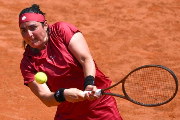 Ons Jabeur of Tunisia during the match against Sofia Kenin of United States of America at the Internazionali BNL d Italia 2024 tennis tournament at Foro Italico in Rome, Italy on May 10, 2024. antoniettaxbaldassarre