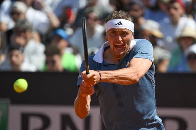 Alexander Zverev during the match against Aleksander Vukic at the Internazionali BNL d Italia 2024 tennis tournament at Foro Italico in Rome, Italy on May 10th, 2024. antoniettaxbaldassarre