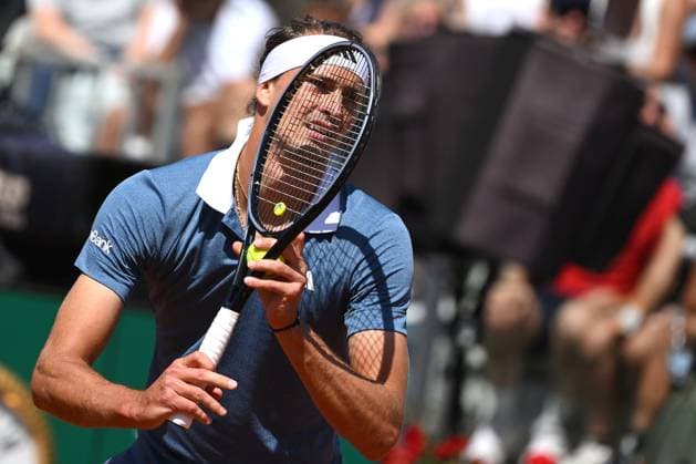 Sport Bilder des Tages Alexander Zverev during the match against Aleksander Vukic at the Internazionali BNL d Italia 2024 tennis tournament at Foro Italico in Rome, Italy on May 10th, 2024. antoniettaxbaldassarre