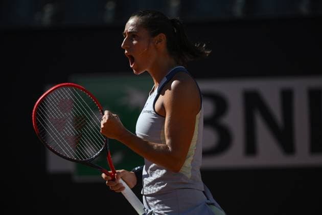 Caroline Garcia during the match against Elisabetta Cocciaretto at the Internazionali BNL d Italia 2024 tennis tournament at Foro Italico in Rome, Italy on May 10th, 2024. antoniettaxbaldassarre