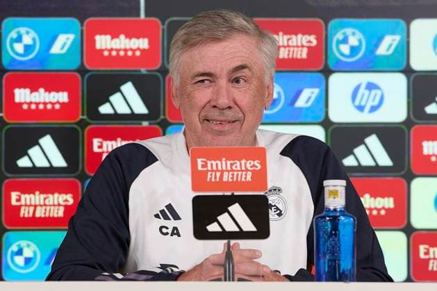 FOOTBALL: Real Madrid CF training session and press conference, PK, Pressekonferenz - 10 05 2024 Carlo Ancelotti, the head coach of Real Madrid CF, attends a press conference on the eve of the 2023 2024 La Liga EA Sports week 35 football match between Granada CF and Real Madrid CF at Real Madrid CF training ground Madrid Spain Copyright: xFedericoxTitone SOPAxImagesx FTITONE_0024